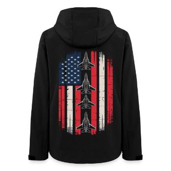 Jet Fighter USA Flag – Avion pilote - Veste softshell femme recyclée Stanley/Stella - noir - Dos - AI Model Female 172 light (172cm)