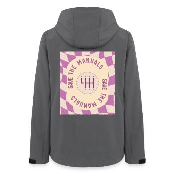 Save The Manuals Design für Petrolheads - Lila - Frauen Recycelte Softshelljacke von Stanley/Stella - Anthrazit - Hinten - AI Model Female 172 light (172cm)