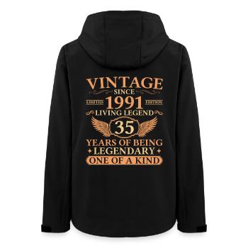 Original 1991 Vintage – 35 Jahre Legende - Frauen Recycelte Softshelljacke von Stanley/Stella - Schwarz - Hinten - AI Model Female 172 light (172cm)