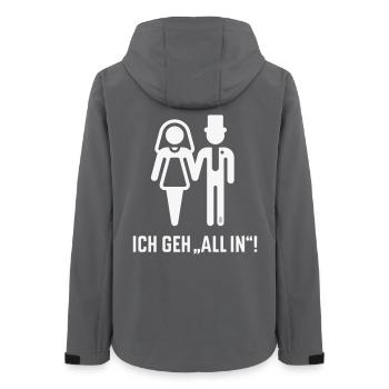 Ich Geh „All In“! (Hochzeit, Brautpaar, JGA / W) - Frauen Recycelte Softshelljacke von Stanley/Stella - Anthrazit - Hinten - AI Model Female 172 light (172cm)