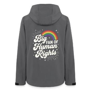 Big Fan Of Human Rights Rainbow Design - Women’s Recycled Softshell Jacket by Stanley/Stella - anthracite - Back - AI Model Female 172 light (172cm)