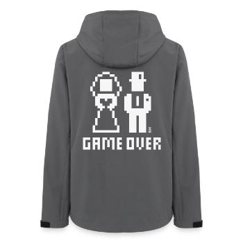 Game Over (Mariage Enterrement de vie de garçon : couple marié Pixel / En gras W) - Veste softshell femme recyclée Stanley/Stella - charbon - Dos - AI Model Female 172 light (172cm)