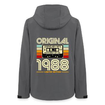 Originale limitierte Kassette von 1988 - Frauen Recycelte Softshelljacke von Stanley/Stella - Anthrazit - Hinten - AI Model Female 172 light (172cm)
