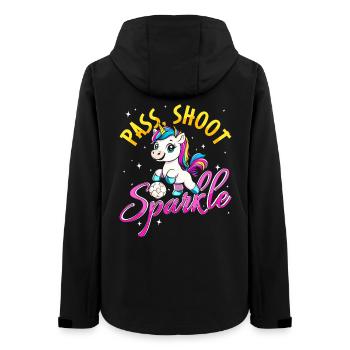 Pass Shoot Sparkle Unicorn Soccer Kinder Mädchen - Frauen Recycelte Softshelljacke von Stanley/Stella - Schwarz - Hinten - AI Model Female 172 light (172cm)