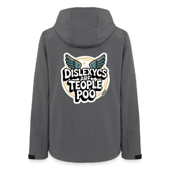 Dislexycs sind auch Menschen mit Aufklebern - Frauen Recycelte Softshelljacke von Stanley/Stella - Anthrazit - Hinten - AI Model Female 172 light (172cm)