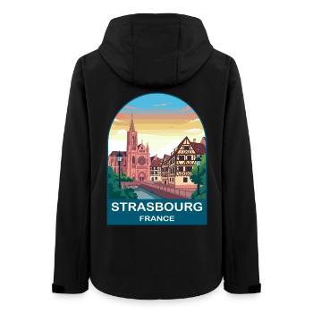 Straßburg, Frankreich Vintage-Reiseplakat-Design - Frauen Recycelte Softshelljacke von Stanley/Stella - Schwarz - Hinten - AI Model Female 172 light (172cm)