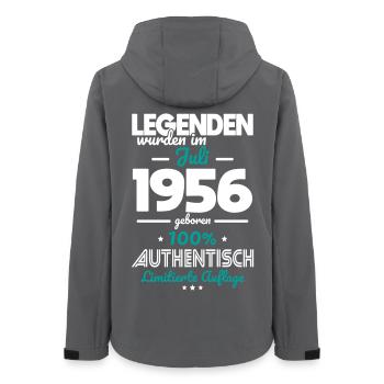 70. Geburtstag - Legenden wurden im Juli 1956 - Frauen Recycelte Softshelljacke von Stanley/Stella - Anthrazit - Hinten - AI Model Female 172 light (172cm)