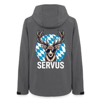 Servus Cooler Hirsch Bayern Volksfest - Frauen Recycelte Softshelljacke von Stanley/Stella - Anthrazit - Hinten - AI Model Female 172 light (172cm)