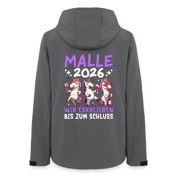Malle 2026 Wir Eskalieren Bis Zum Schluss Einhorn - Frauen Recycelte Softshelljacke von Stanley/Stella - Anthrazit - Hinten - AI Model Female 172 light (172cm)
