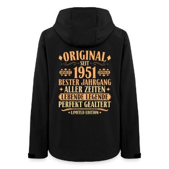 Original 1951 – 75. Geburtstag Legende Vintage - Frauen Recycelte Softshelljacke von Stanley/Stella - Schwarz - Hinten - AI Model Female 172 light (172cm)