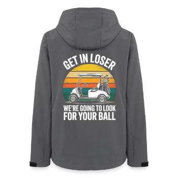Get In Loser Golf Shirt - Geschenk für Golffans - Frauen Recycelte Softshelljacke von Stanley/Stella - Anthrazit - Hinten - AI Model Female 172 light (172cm)