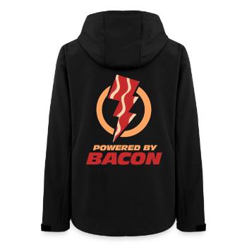 Powered By Bacon Lightning Bolt - Women’s Recycled Softshell Jacket by Stanley/Stella - black - Back - AI Model Female 172 light (172cm)