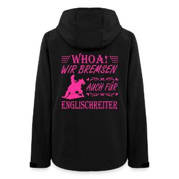 WHOA Nous freinons pour les cavaliers anglais Arrêt glissé - Veste softshell femme recyclée Stanley/Stella - noir - Dos - AI Model Female 172 light (172cm)