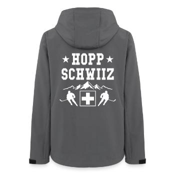 Hopp Schwiiz Eishockey Fan Schweiz Stolz - Women’s Recycled Softshell Jacket by Stanley/Stella - anthracite - Back - AI Model Female 172 light (172cm)