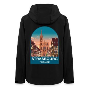 Straßburg, Frankreich Vintage-Reiseplakat-Design - Frauen Recycelte Softshelljacke von Stanley/Stella - Schwarz - Hinten - AI Model Female 172 light (172cm)