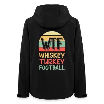 C’est quoi ce bordel Whiskey Dinde, Football Humour - Veste softshell femme recyclée Stanley/Stella - noir - Dos - AI Model Female 172 light (172cm)