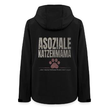Asoziale Katzenmama Fellnase - Frauen Recycelte Softshelljacke von Stanley/Stella - Schwarz - Hinten - AI Model Female 172 light (172cm)