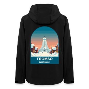 Tromso Norwegen Vintage-Reiseplakat-Kunst - Frauen Recycelte Softshelljacke von Stanley/Stella - Schwarz - Hinten - AI Model Female 172 light (172cm)