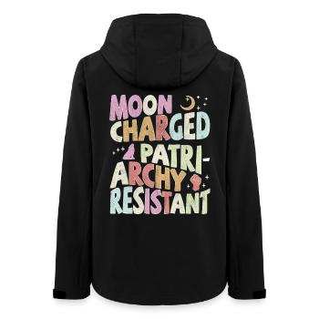 Moon charged, patriarchy resistant - pastell - Frauen Recycelte Softshelljacke von Stanley/Stella - Schwarz - Hinten - AI Model Female 172 light (172cm)