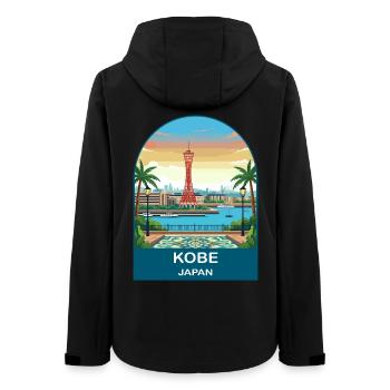 Kobe Japan Port Tower Vintage-Reisekunst - Frauen Recycelte Softshelljacke von Stanley/Stella - Schwarz - Hinten - AI Model Female 172 light (172cm)