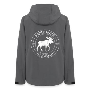 Fairbanks, Alaska 1901 Moose Retro Vintage - Frauen Recycelte Softshelljacke von Stanley/Stella - Anthrazit - Hinten - AI Model Female 172 light (172cm)