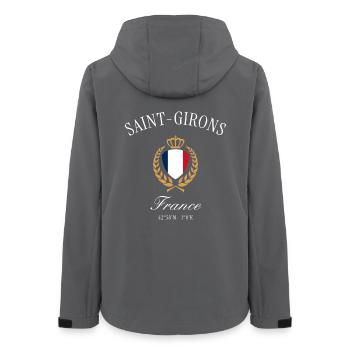 Saint-Girons Frankreich Wappen – Reise Souvenir - Frauen Recycelte Softshelljacke von Stanley/Stella - Anthrazit - Hinten - AI Model Female 172 light (172cm)