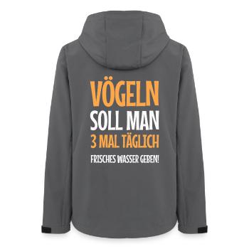 Vögeln 3x täglich frisches Wasser - Frauen Recycelte Softshelljacke von Stanley/Stella - Anthrazit - Hinten - AI Model Female 172 light (172cm)