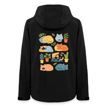 Sleeping cats and houseplants - Women’s Recycled Softshell Jacket by Stanley/Stella - black - Back - AI Model Female 172 light (172cm)