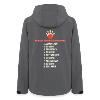 Mein Bowling Wochenende – Club Geschenkidee - Frauen Recycelte Softshelljacke von Stanley/Stella - Anthrazit - Hinten - AI Model Female 172 light (172cm)