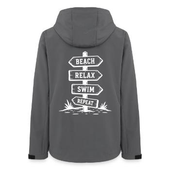 Beach Relax Swim Repeat Wegweiser Urlaub Sommer - Frauen Recycelte Softshelljacke von Stanley/Stella - Anthrazit - Hinten - AI Model Female 172 light (172cm)