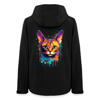 Colorful Splash Art Abyssinian Cat Face - Women’s Recycled Softshell Jacket by Stanley/Stella - black - Back - AI Model Female 172 light (172cm)