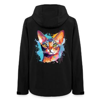 Abyssinian Cat Face Colorful Splash Art - Women’s Recycled Softshell Jacket by Stanley/Stella - black - Back - AI Model Female 172 light (172cm)