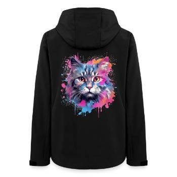 Bunte Splash-Kunst Amerikanische Bobtail-Katze - Frauen Recycelte Softshelljacke von Stanley/Stella - Schwarz - Hinten - AI Model Female 172 light (172cm)