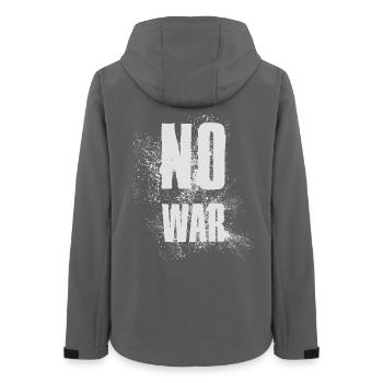 PAS DE GUERRE – Déclaration pour la paix contre la guerre - Veste softshell femme recyclée Stanley/Stella - charbon - Dos - AI Model Female 172 light (172cm)
