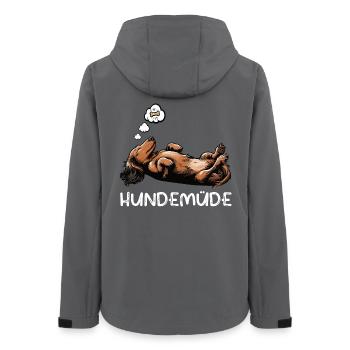 Hundemüde Langhaardackel Dackel Dackelhalter  - Frauen Recycelte Softshelljacke von Stanley/Stella - Anthrazit - Hinten - AI Model Female 172 light (172cm)