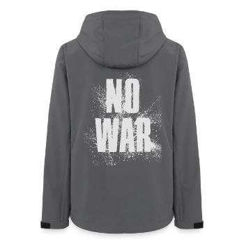 PAS DE GUERRE – Déclaration pour la paix contre la guerre - Veste softshell femme recyclée Stanley/Stella - charbon - Dos - AI Model Female 172 light (172cm)