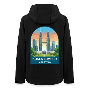 Kuala Lumpur Malaysia Vintage Travel Illustration - Women’s Recycled Softshell Jacket by Stanley/Stella - black - Back - AI Model Female 172 light (172cm)