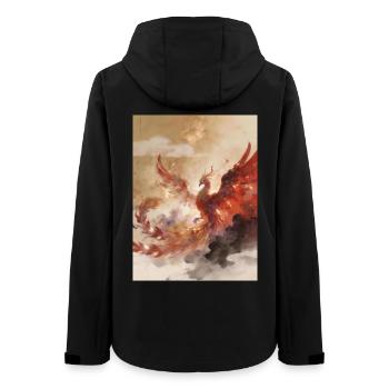 Die Apotheose des Phönix: Kosmische Harmonie - Frauen Recycelte Softshelljacke von Stanley/Stella - Schwarz - Hinten - AI Model Female 172 light (172cm)
