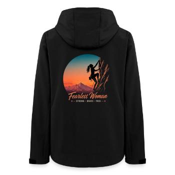 Fearless Woman Climbs – Strong, Brave, Free - Women’s Recycled Softshell Jacket by Stanley/Stella - black - Back - AI Model Female 172 light (172cm)