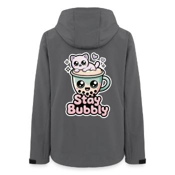 Stay Bubbly Shirt mit Katze – Bubble Tea Shirt - Frauen Recycelte Softshelljacke von Stanley/Stella - Anthrazit - Hinten - AI Model Female 172 light (172cm)