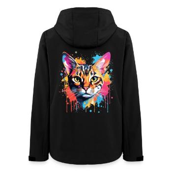 Bengal Cat Face Colorful Splash Art - Women’s Recycled Softshell Jacket by Stanley/Stella - black - Back - AI Model Female 172 light (172cm)