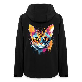Colorful Bengal Cat Face Splash Art - Women’s Recycled Softshell Jacket by Stanley/Stella - black - Back - AI Model Female 172 light (172cm)