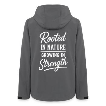 Enracinés dans la nature, grandissant en force Dire - Veste softshell femme recyclée Stanley/Stella - charbon - Dos - AI Model Female 172 light (172cm)