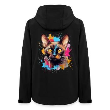Visage de chat birman avec des éclaboussures colorées - Veste softshell femme recyclée Stanley/Stella - noir - Dos - AI Model Female 172 light (172cm)