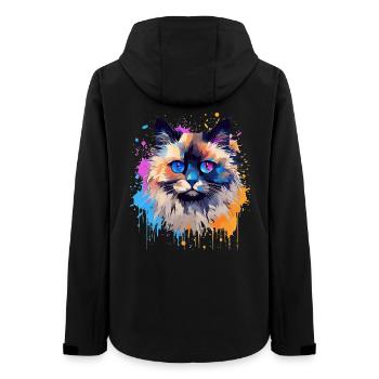 Art coloré sur le visage de chat Birman avec éclaboussures - Veste softshell femme recyclée Stanley/Stella - noir - Dos - AI Model Female 172 light (172cm)
