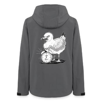 Möwe Wecker Morgenmuffel Lustig - Frauen Recycelte Softshelljacke von Stanley/Stella - Anthrazit - Hinten - AI Model Female 172 light (172cm)