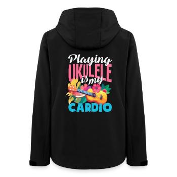 Playing Ukulele Is My Cardio Hawaii Musik Spruch - Frauen Recycelte Softshelljacke von Stanley/Stella - Schwarz - Hinten - AI Model Female 172 light (172cm)