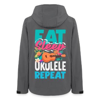 Eat Sleep Ukulele Repeat Lustiger Hawaii Musiker - Frauen Recycelte Softshelljacke von Stanley/Stella - Anthrazit - Hinten - AI Model Female 172 light (172cm)