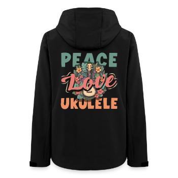 Peace Love Ukulele Hippie Hawaii Musik Musiker - Frauen Recycelte Softshelljacke von Stanley/Stella - Schwarz - Hinten - AI Model Female 172 light (172cm)