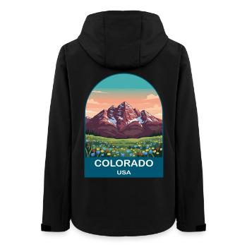 Colorado USA Vintage Travel Poster Art - Women’s Recycled Softshell Jacket by Stanley/Stella - black - Back - AI Model Female 172 light (172cm)